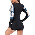 Miniatyrbild 4 av 5: Dam badkläder i ett stycke långärmad rashguard damer våtdräkt atletisk Black 2939 S