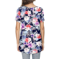 Miniatyrbilde 3 av 4: Dame Vår-sommer Henley Skjorter Knapp Tunic Topper 2023 Casual Kort Erm Bluse T Mix Flower XL