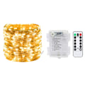 Miniatyrbillede 1 af 5: 20 meter 200 LED Fe Lys Kæde, batteridrevet med fjernbetjening til soveværelse, gårdhave, have Warm