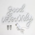 Miniatyrbild 3 av 4: Rosa Good Vibes Neon Skylt - Neonljus för sovrum, LED-neonskyltar för väggdekor