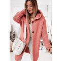 Miniatyrbillede 5 af 5: 2023 Ny hætte strikket hue krave temperament pendler løs cardigan dame sweater dametøj Plum red Xl