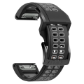 Miniatyrbilde 4 av 5: Myk Silikon Sport Erstatningsreim For Garmin Fenix 7 / 6 / 5 Hurtigutløser Tofarget Klokkereim Black  Grey