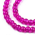 Miniatyrbillede 2 af 4: 1 streng Crackle Glas Perler Streng Rund Fuchsia 4mm Hul: 1.1~1.3mm ca. 200 stk/streng 31.4 tommer