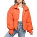 Pikkukuva 1 / 3: Naisten Talvi Pitkähihainen Pystykaulus Vetoketjullinen Puffer-takki Löysä Lyhyt Untuvatoppatakki Orange Medium