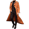 Miniatyrbild 1 av 4: Herrar Lång Trenchcoat Krage Överrock Casual Vinterjacka Enfärgad Ytterkläder Brick red XXL