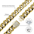 Miniatyrbild 2 av 4: Hip Hop 14k Guldpläterad Miami Cuban Link Armband Med Isbitar Simulerade Labbdiamanter Spänne För Män Kvinnor