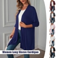 Miniatyrbillede 3 af 5: Dame Langærmet Cardigan Åben Front Bolero Lang Frakke Toppe Overtøj 1 stk Dark Gray M