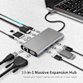 Miniatyrbillede 2 af 5: Usb C Hub, 10 i 1 Usb C Multiport Adapter med 4k Hdmi Vga Usb 3.0 100w Pd og Rj45 Ethernet, Usb C Docking Station Kompatibel med Macbook Pro & Air