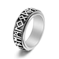 Miniatyrbillede 2 af 4: Nordisk Vikinge-tekst Ring i rustfrit stål, der kan drejes, Retro Sort Moderigtig Herre Ring sliver Number 6