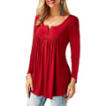 Miniatyrbilde 2 av 4: Dame Skjorter Ruffle Løs Knapp Tunic Topper For Kvinner Red C L