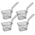 Miniatyrbild 1 av 5: Trådkorg för pommes frites, 4 minikorgar i rostfritt stål för pommes frites, matpresentation, potatissil, köksredskap