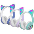Miniatyrbillede 3 af 5: Gaming Headset, Stereo Gaming Headset Søde Katteøre Hovedtelefoner Med Støjreducerende Mikrofon LED Lys, Bluetooth 5.0 Trådløst Gaming Headset PC Headset Til