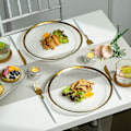 Miniatyrbillede 3 af 5: Glas Præsentationsfade Stort Serveringsfad Med Guldkant. Tallerken 26cm