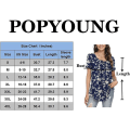 Miniatyrbilde 4 av 4: Dame Vår-sommer Henley Skjorter Knapp Tunic Topper 2023 Casual Kort Erm Bluse T Mix Flower M