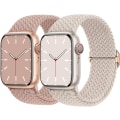 Miniatyrbilde 1 av 5: Flettet rem kompatibel med Apple Watch 38 mm 40 mm 41 mm, elastisk Solo Loop nylonrem for Apple Watch Series 8/7/6/SE/5/4/3/2/1/SE beige Pink 42 mm 44 mm 45 mm 49 mm