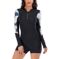 Miniatyrbild 2 av 5: Dam badkläder i ett stycke långärmad rashguard dam våtdräkt atletisk Black 2939 L
