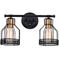 Miniatyrbilde 1 av 5: Retro industriell svart bur vegglampe for bad - 3 lamper - Metall - For bad - 2 hoder A
