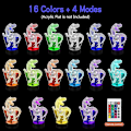 Miniatyrbillede 4 af 4: 4x 3d Nat Led Lampefod Fjernbetjening Usb Kabel Justerbar 16 Farver Dekorativ Belysning (2x Sort 2x Hvid)