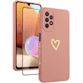 Pikkukuva 1 / 5: Suunniteltu Samsung Galaxy A32 5g -puhelinkuorelle, jossa on sydänkuvio naisille ja tytöille, pehmeä TPU-pinnoitus, täysi kameran linssinsuoja ja näytönsuoja