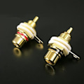 Miniatyrbillede 1 af 5: 2 stk. RCA Terminal Guldbelagt Kobber RCA Panelmontering Hun Jack Terminal Stik Audio Connector