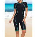 Miniatyrbild 2 av 3: Dam badkläder i ett stycke långärmad rashguard dam våtdräkt atletisk Black Blue Short Sleeve S