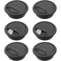 Miniatyrbillede 1 af 2: 6 stk. 2 tommer Plastik Skrivebord Ledning Kabel Hul Dæk Grommet Computer Kabel Hul Dæk Prop Hætte Sort Black