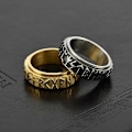 Miniatyrbillede 3 af 4: Nordisk Vikinge-tekst Ring i rustfrit stål, der kan drejes, Retro Sort Moderigtig Herre Ring black Number 6