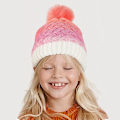 Miniatyrbilde 3 av 5: Lue jenter utendørs vinter fargegradient pluss fluffy baller lue gutter ermehette Pastel Average size