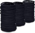 300 stycken Acsergery present svarta mjuka elastiska hårband för flickor kvinnor stretchiga