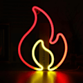 Miniatyrbild 1 av 3: Röd gul flammande neon skylt med på/av-knapp, flammande LED-ljusskylt för väggdekor,