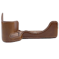 Miniatyrbillede 3 af 5: PU Læder Kamera Bund Etui Beskyttende Halv Krops Cover til Sony A7M4/A1/A7S III/A7S3/A7R5 Brown