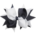 Pikkukuva 1 / 2: 5.5 tuuman tyttöjen 2 värin suuri grosgrain-hiusrusetti alligaattoripidikkeellä (violetti/lila) Dark Grey White