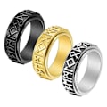 Miniatyrbillede 1 af 4: Nordisk Vikinge-tekst Ring i rustfrit stål, der kan drejes, Retro Sort Moderigtig Herre Ring sliver No. 7
