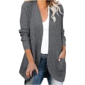 Miniatyrbillede 1 af 5: Langærmet åben front afslappet løs blød strik cardigan sweater overtøj til kvinder Yellow Medium