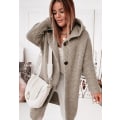Miniatyrbillede 1 af 5: 2023 Ny hætte strikket hue krave temperament pendler løs cardigan dame sweater dametøj Khaki L