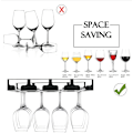 Miniatyrbillede 2 af 5: Vinglasstativ - Under Skab Vinglasholder Glas Opbevaringsbøjle Metal Hængende Organizer Til Bar Køkken 4 Rækker Sort