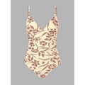 Miniatyrbillede 4 af 5: Dame Badedragt Heldragt V-hals Mavekontrol Rynket Front Lav Ryg Light Yellow Print L
