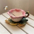Miniatyrbild 4 av 5: Keramisk kaffemugg och fat set med sked, 3d handgjord och handmålad design tekopp, födelsedagspresenter för kvinnor 8oz, morgon ära Morning Glory