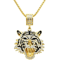 Miniatyrbilde 1 av 4: Iced Out Anheng Tiger Halskjede Hip Hop Dyr Iced Out Kjede Rap Punk Rock Club Disco Cz Diamant Bling Pennywise Kostyme Gutter Smykker Cuban Link Chai