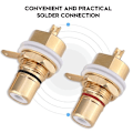 Miniatyrbillede 3 af 5: 2 stk. RCA Terminal Guldbelagt Kobber RCA Panelmontering Hun Jack Terminal Stik Audio Connector