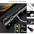 Miniatyrbild 2 av 5: Uppladdningsbar ficklampa, USB-ficklampor LED superljus ficklampa, zoombar ficklampa batteridriven vattenresistent 3 lägen, taktisk ficklampa med