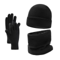 Miniatyrbild 5 av 5: Halsduk handskar tredelad set stickad plus fluff ärmmössa mössa halsduk set Black Average size