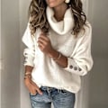 Miniatyrbilde 5 av 5: Dame Skjorter Og Bluser Salg, dame Turtleneck Strikket Genser Lang