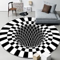 Pikkukuva 1 / 4: Pyöreä 3D-matto Vortex Trap -visuaalinen illuusio, painettu alue matto lattiamatto liukumaton 80x80cm