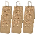 Miniatyrbillede 1 af 5: 12 stk. Kraftpapirposer med håndtag, Kraftpapirpose Gavepose med elegante, genanvendelige gaveposer, Bronzing Kraft Gavepose til julebryllup Bir