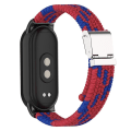 Miniatyrbilde 1 av 5: For Xiaomi Smart Band 8 Flettet Nylon Klokkereim Justerbar Spenne Elastisk Stropp Red Blue