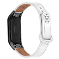Miniatyrbillede 2 af 5: Blød urrem i okselæder til Samsung Galaxy Fit SM-R370, dobbelt nitterem, sort stik White