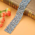 Miniatyrbillede 5 af 5: Rhinestone Bånd Wrap Diamant Mesh Wrap Rulle Glitrende Krystaldekorationer til Bryllup Fødselsdagsgaveindpakning, 2 yard 3CM Bred 180cm Lang (Lyseblå)