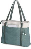 Datorväska för kvinnor, lätt patchwork canvas, 15,6 tum, tote-plånbok