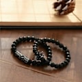 Pikkukuva 3 / 3: Mustat Mattapintaiset Helmirannekorut 8mm Onyx-kivirannekorusetti Charm King Crown
